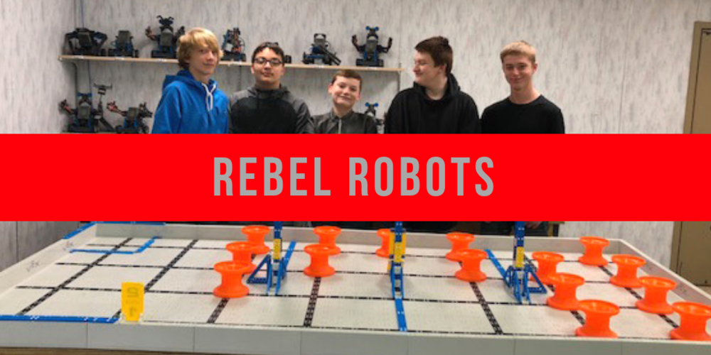Image of boys and the team name Rebel Robots