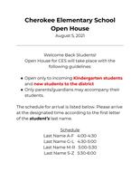 Cherokee Elementary School Open House